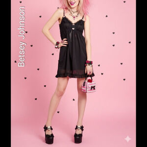 Betsey Johnson Gothic Lolita Babydoll Dress Lingerie M Sabrina Valentine's Day